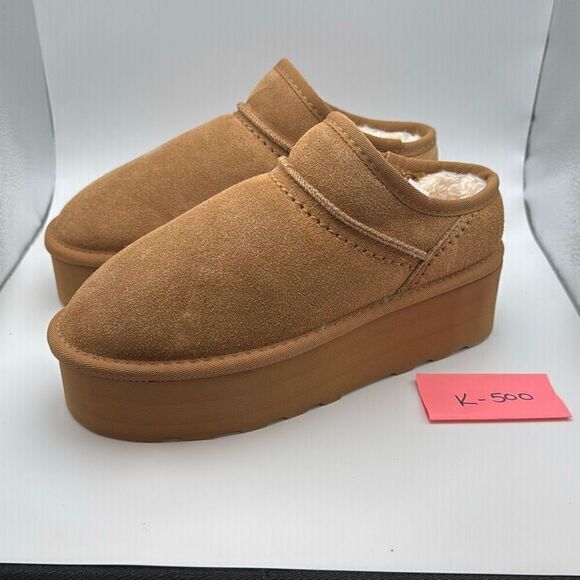 ✨ CUSHIONAIRE Women's Slip On Genuine Suede Cozy Mule Platform SIZE 7 CHESTNUT - Picture 3 of 8